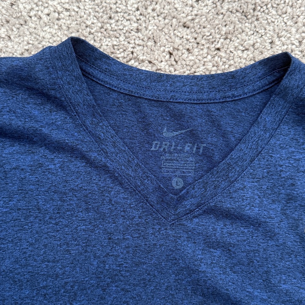Nike Dri-fit Blue V-neck Large Athletic Tee - Picture 2 of 2